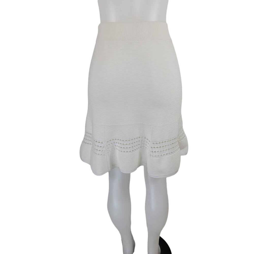 A.L.C  White Ribbed Checked Ruffle Hem Women's Skirt Size 10 - Picture 3 of 6
